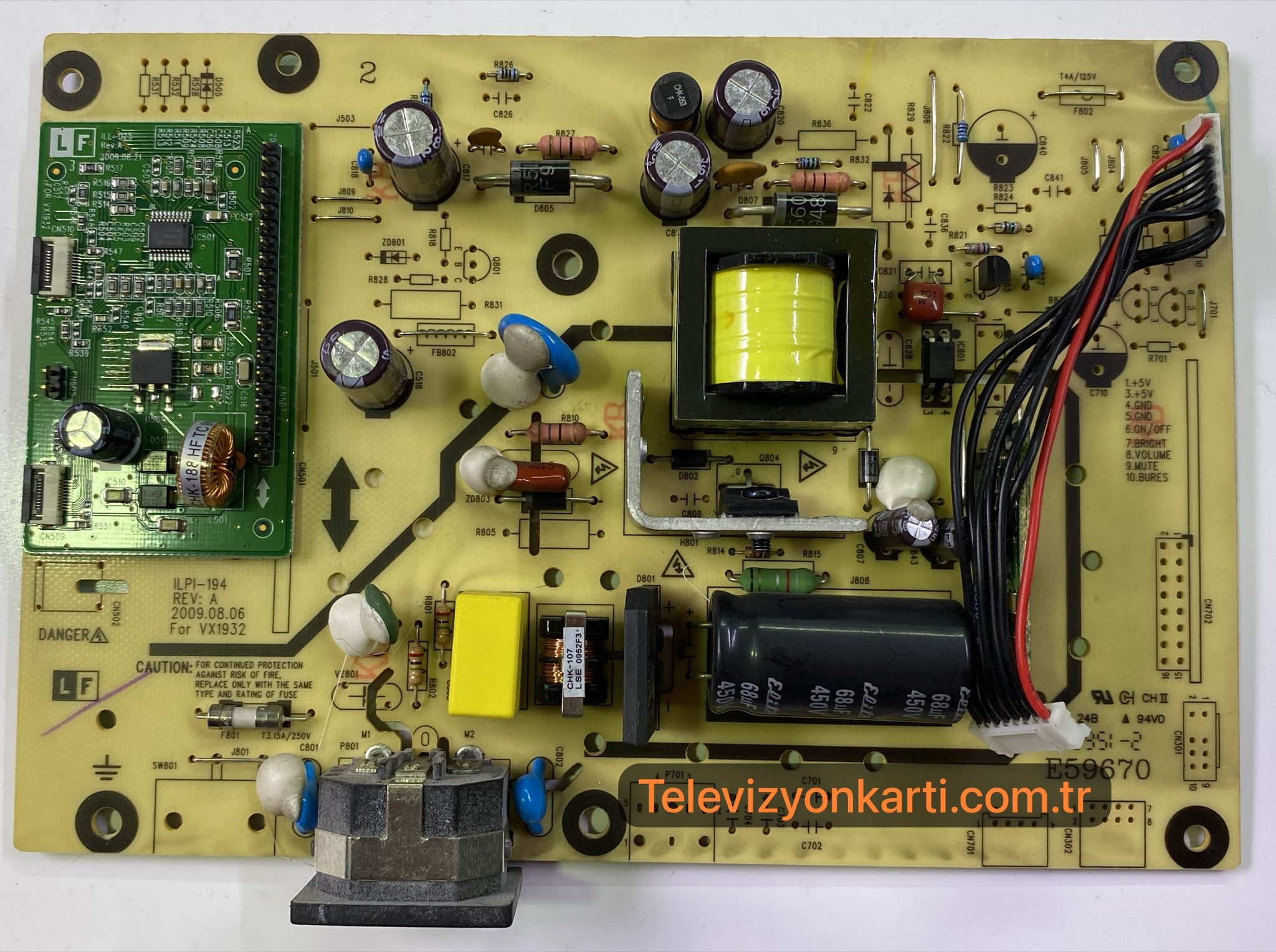 BENQ 922HDAL LED MONİTÖR POWER BESLEME KARTI GÜÇ KARTI TEK LED KANALLI ILPI-194 490741400110R