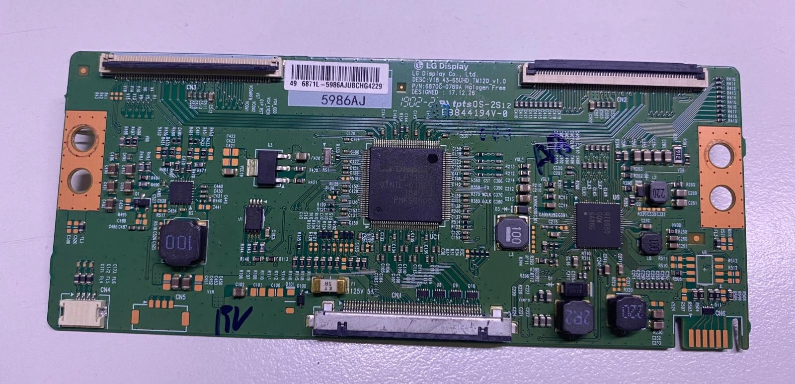 6870C-0769A , 6871L-5986A , V18 43_65UHD_TM120_V1.0 , TOSHIBA 49UL5A63DBS , T-CON BOARD