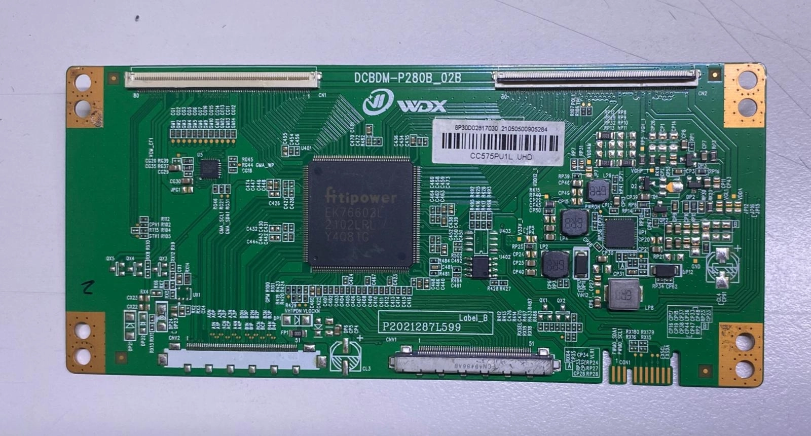 DCBDM-P280B_02B , P2021287L599, CC575PU1L UHD , ONVO TCON BOARD