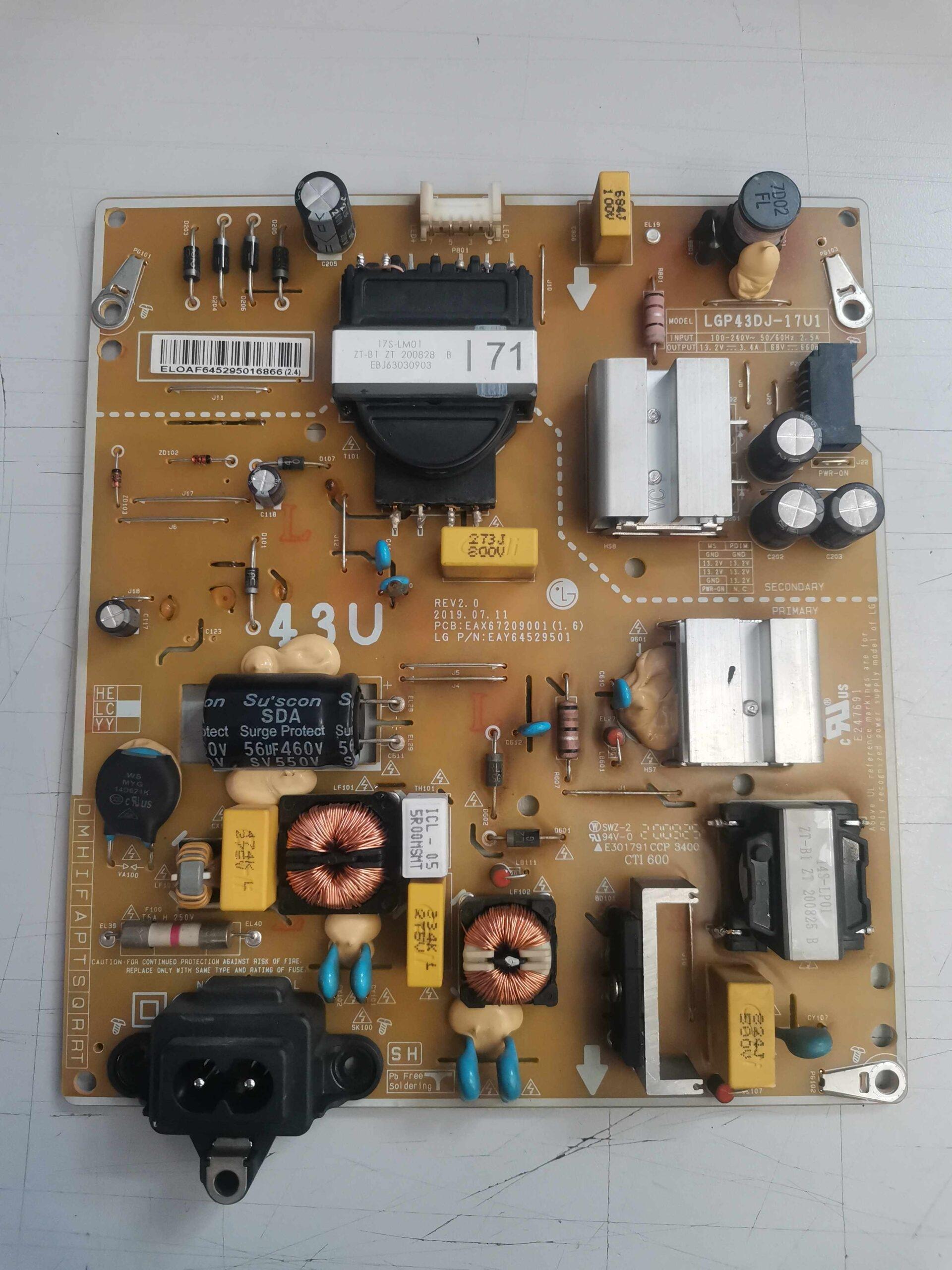 EAX67209001(1.6) EAY64529501 LGP43DJ-17U1 LG 43UM7100PLB Power Board