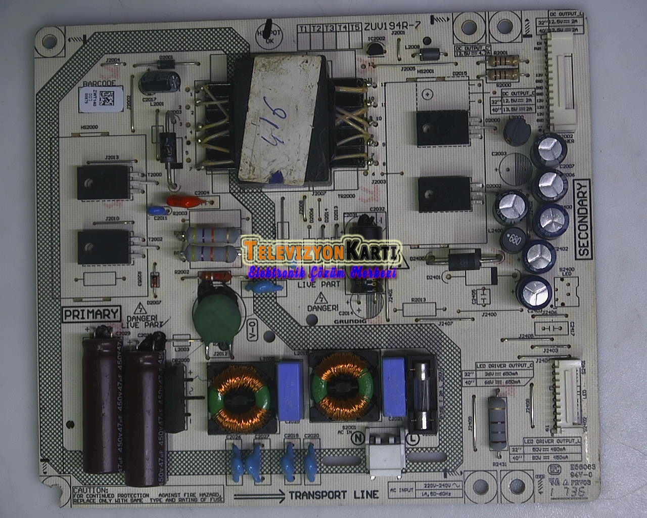 ZWT140,ZUV194R-6,ZUV194R-7,ZUV194R-9,ARCELIK A40L 5745 4B,POWER BOARD,BESLEME