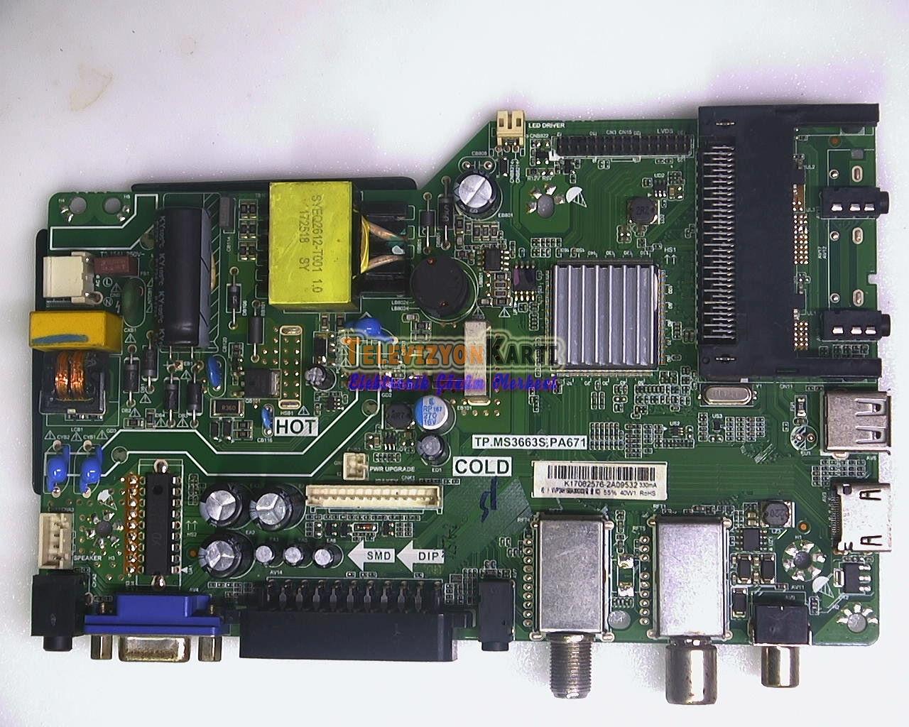 Awox 2460 Main Board,TP.MS3663S.PA671,L17050441SKD3