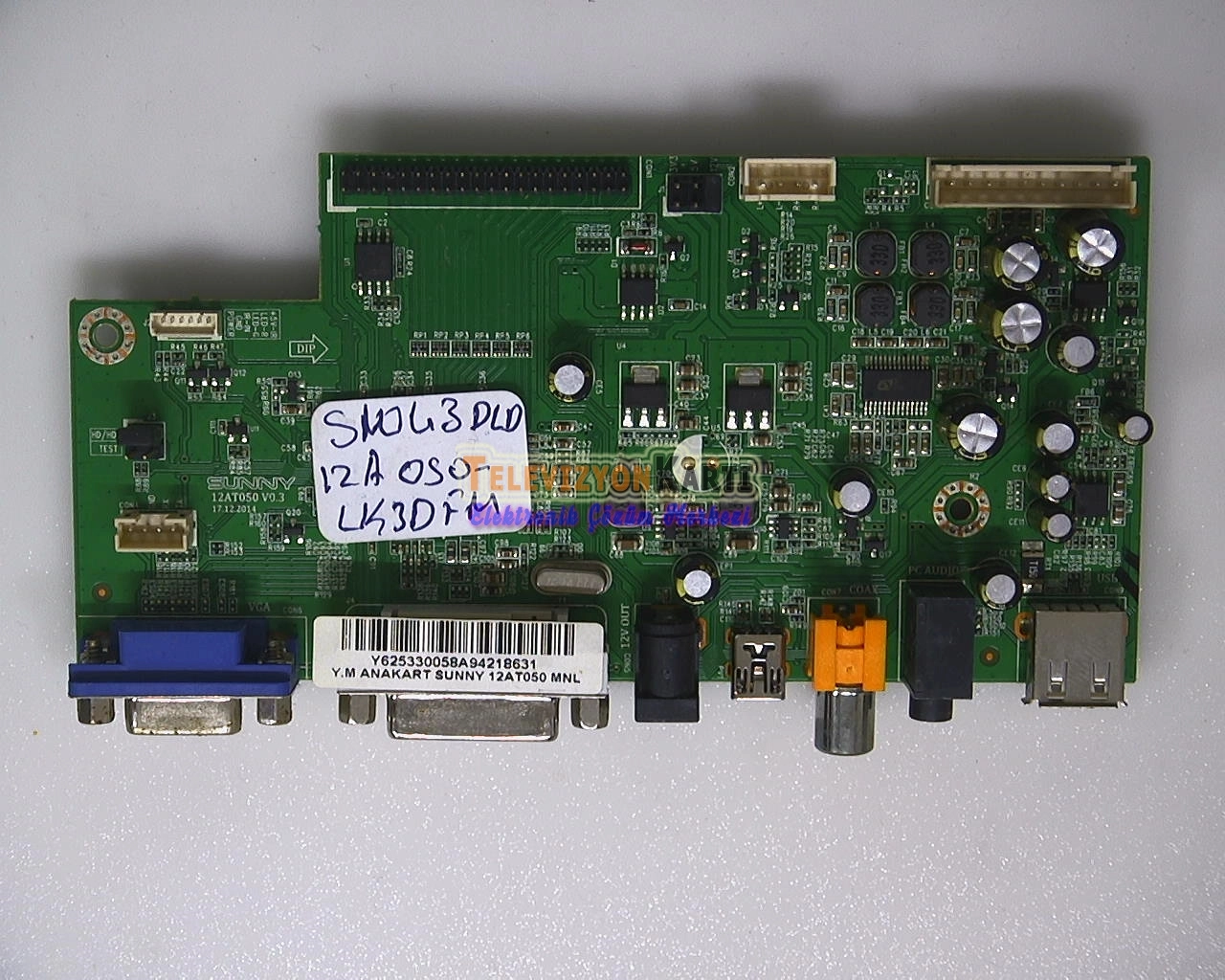 12AT050 V0.3,Y.M ANAKART SUNNY 12AT050 MNL,Axen AX43DLD12AT050,Main Board,Ana Kart,LC430DUY-SHA1