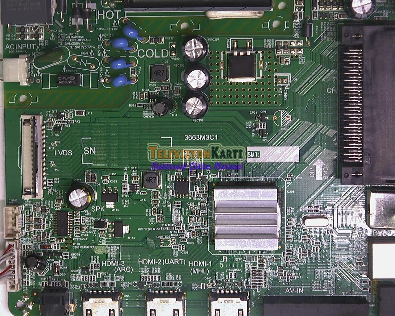 Dijitsu 43D7000 Main Board,3663M3C1,4715-3663M3-A3233K01,K430WDD1