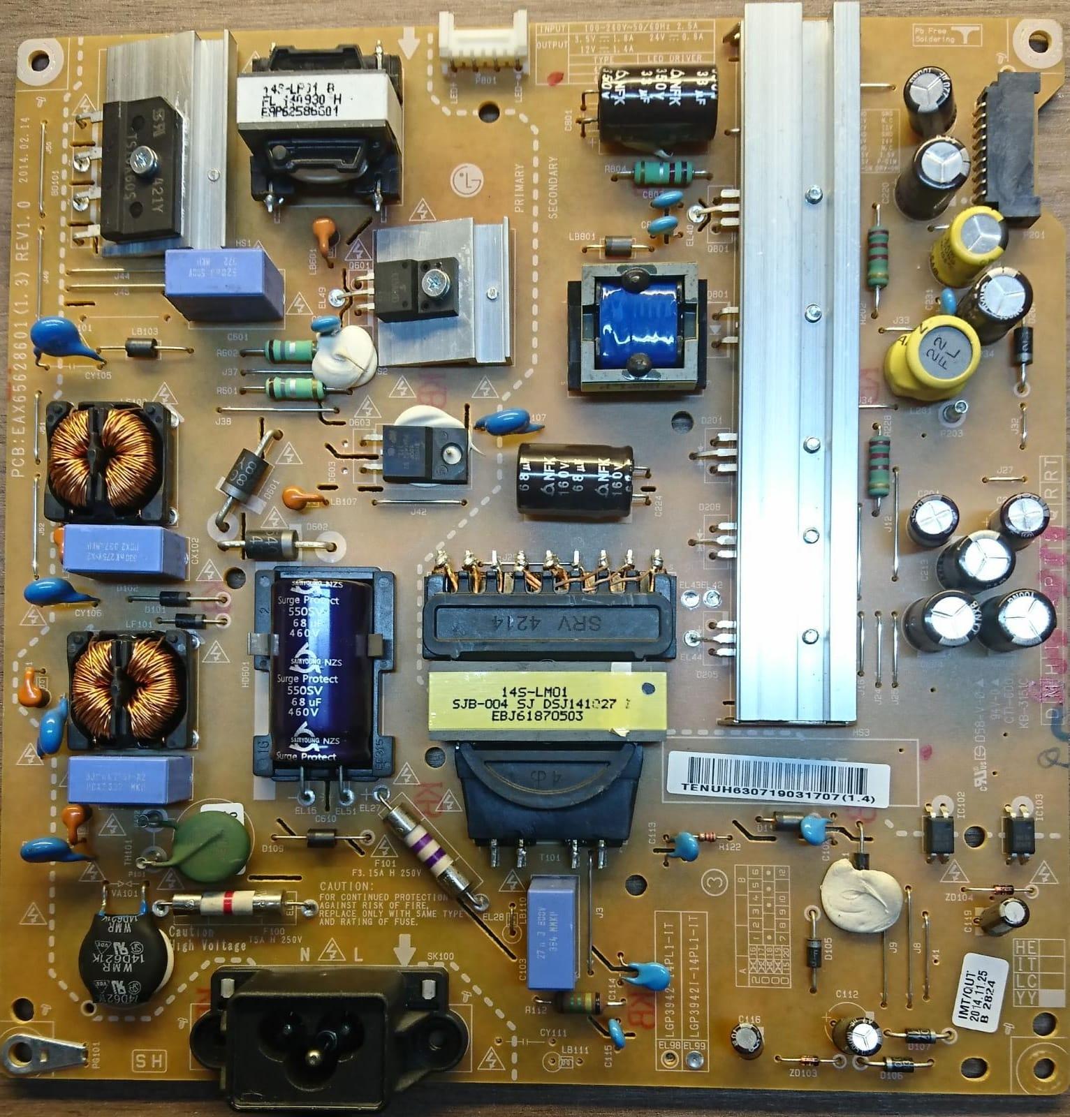 EAX65628601 (1.3), EAY63071903, LGP3942I-14PL1-IT, LG 42LB580N, Power Board, Besleme, LC420DUN-FGA4