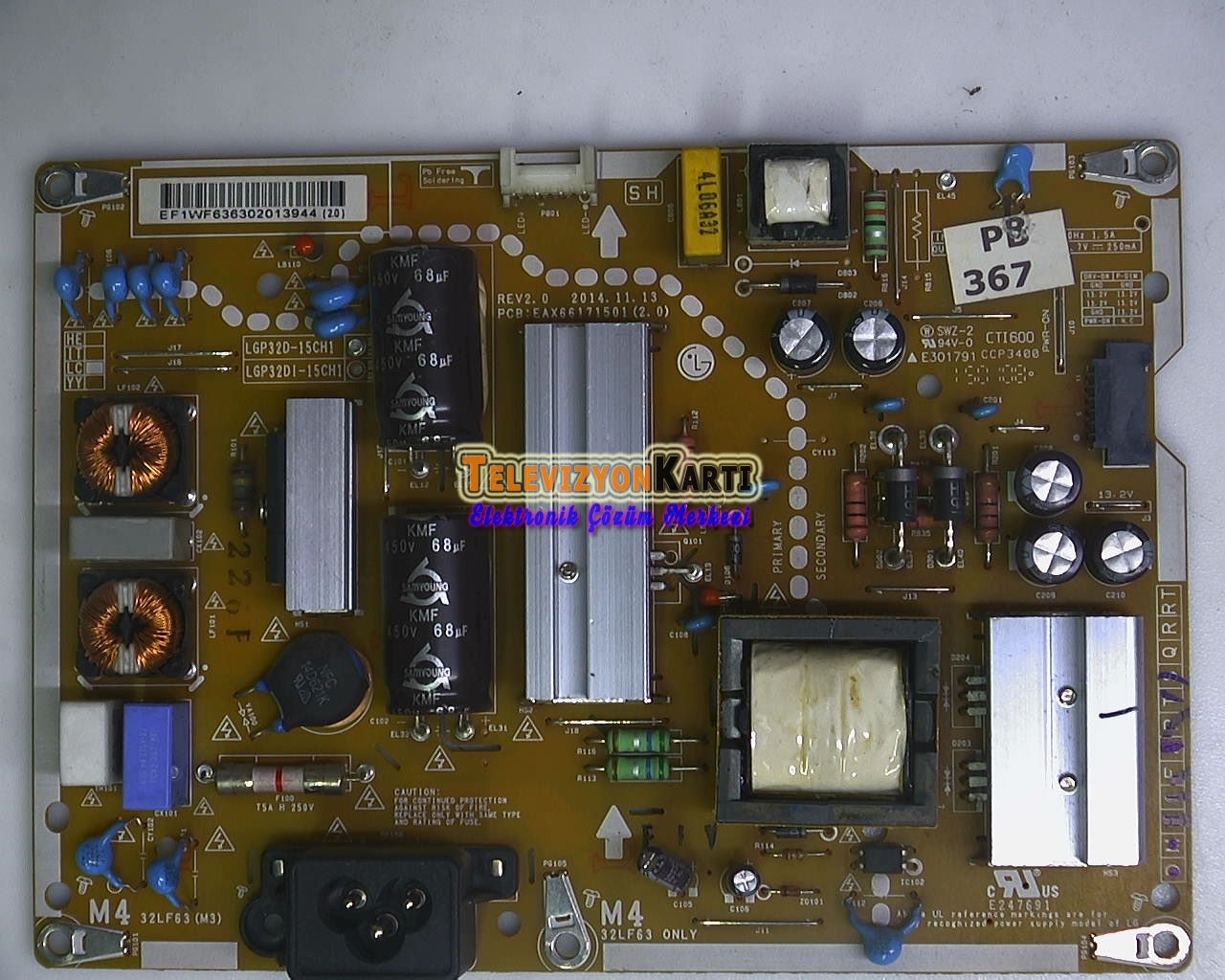 EAX66171501 (2.0), EAY63630201, EAX66171501, LGP32D-15CH1, LG 32LF630, LG 32LF650V, LG 32LF650V-ZB, LC320DUH-MGP1, POWER BOARD, LG DISPLAY