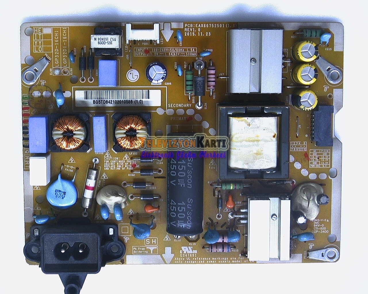 EAX66752501(1.8),EAY64210201,LGP32D-16CH1,LG 32LH604V-ZB,Power Board