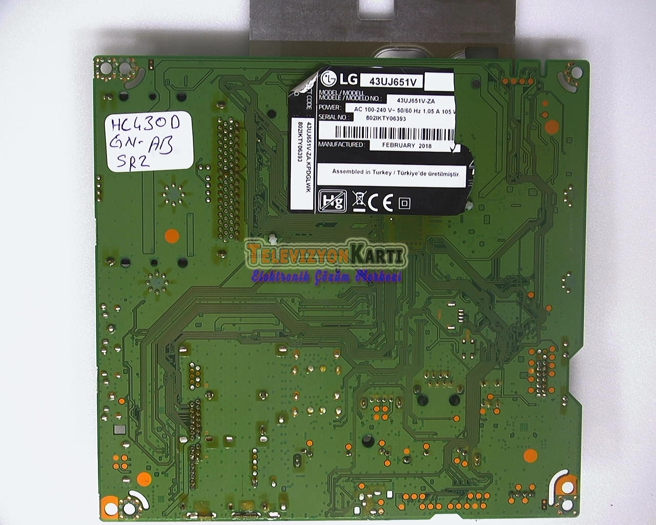 EAX67166104(1.0),EBT63871004,PZC3ZZ,LG 43UJ651JV-ZA,Main Board,Ana Kart,HC430DGN-ABSR2