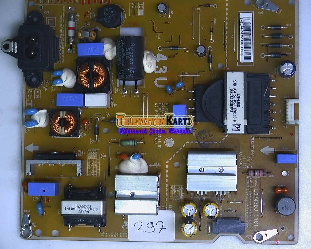 EAX67209001(1.5), EAY64529501, LGP43DJ-17U1, LG 43UK6470PLC, Power Board