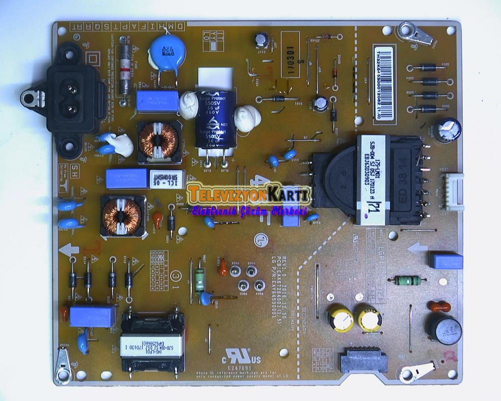 EAX67264001 (1.5), EAY64530001, LGP43DJ-17F1, EAX67264001(1.5), LG 43LJ594V-ZA, Power Board, Besleme, HC430DUN-SLTL1-211X