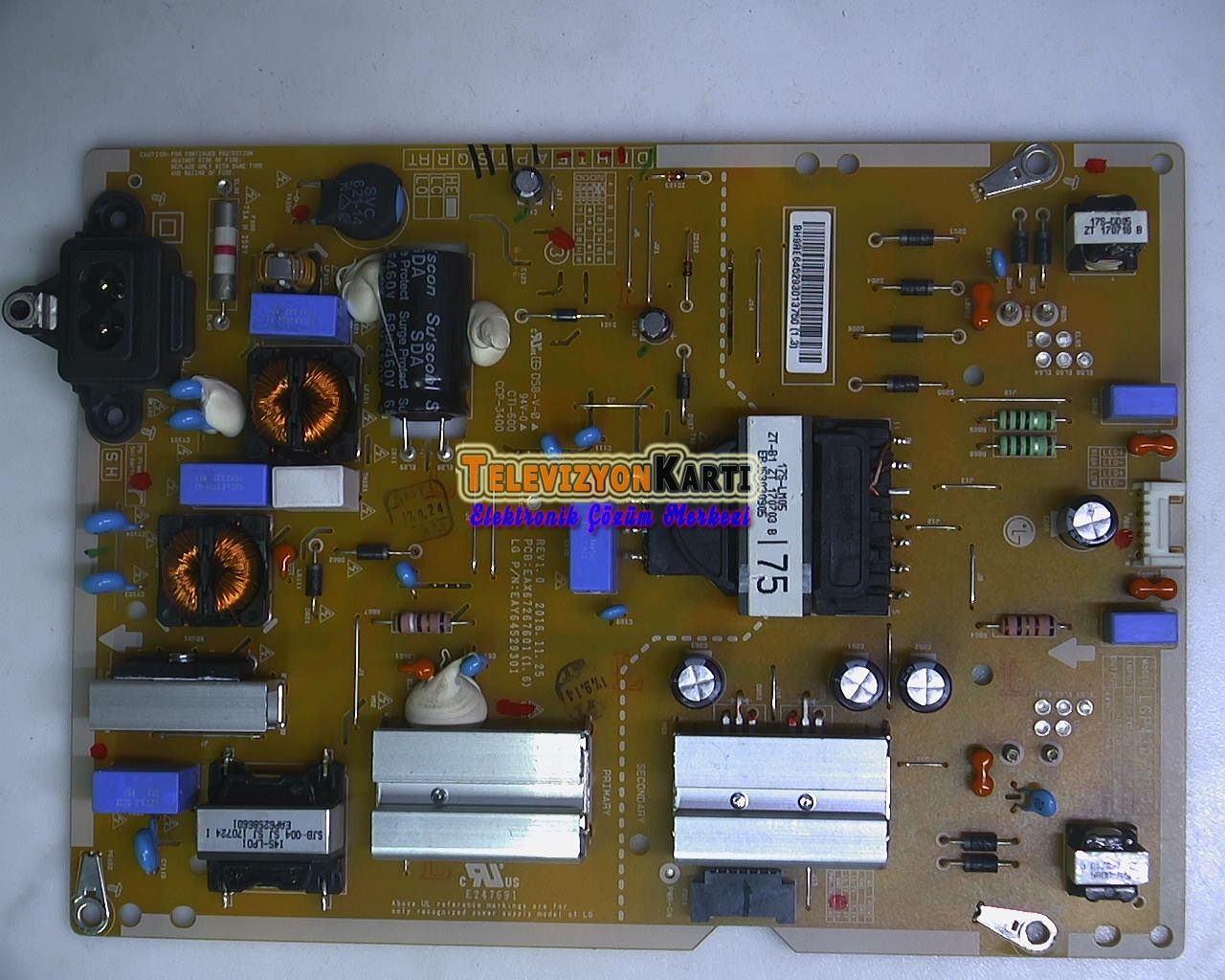 EAX67267601 (1.6), EAY64529301, LGP43D-17U2, EAX67267601(1.6), LG 43UJ651JV-ZA, Power Board, Besleme, HC430DGN-ABSR2