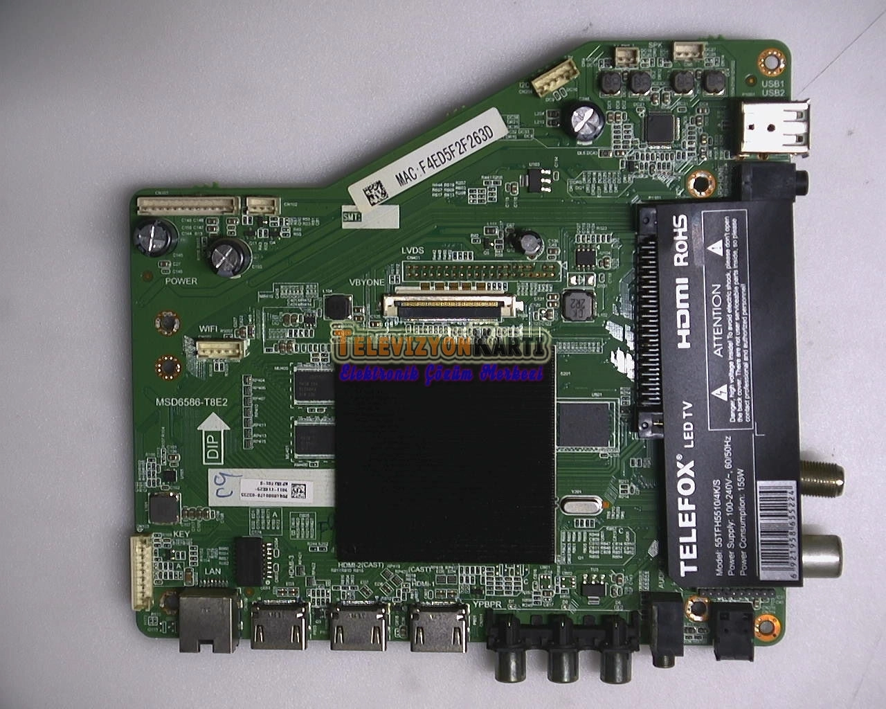 MSD6586-T8E2,F4ED5F3040E2,TELEFOX 55TFH5510/4K/S,AWOX U5600STR/4K/S,K550WDC2,MAINBOARD,ANAKART