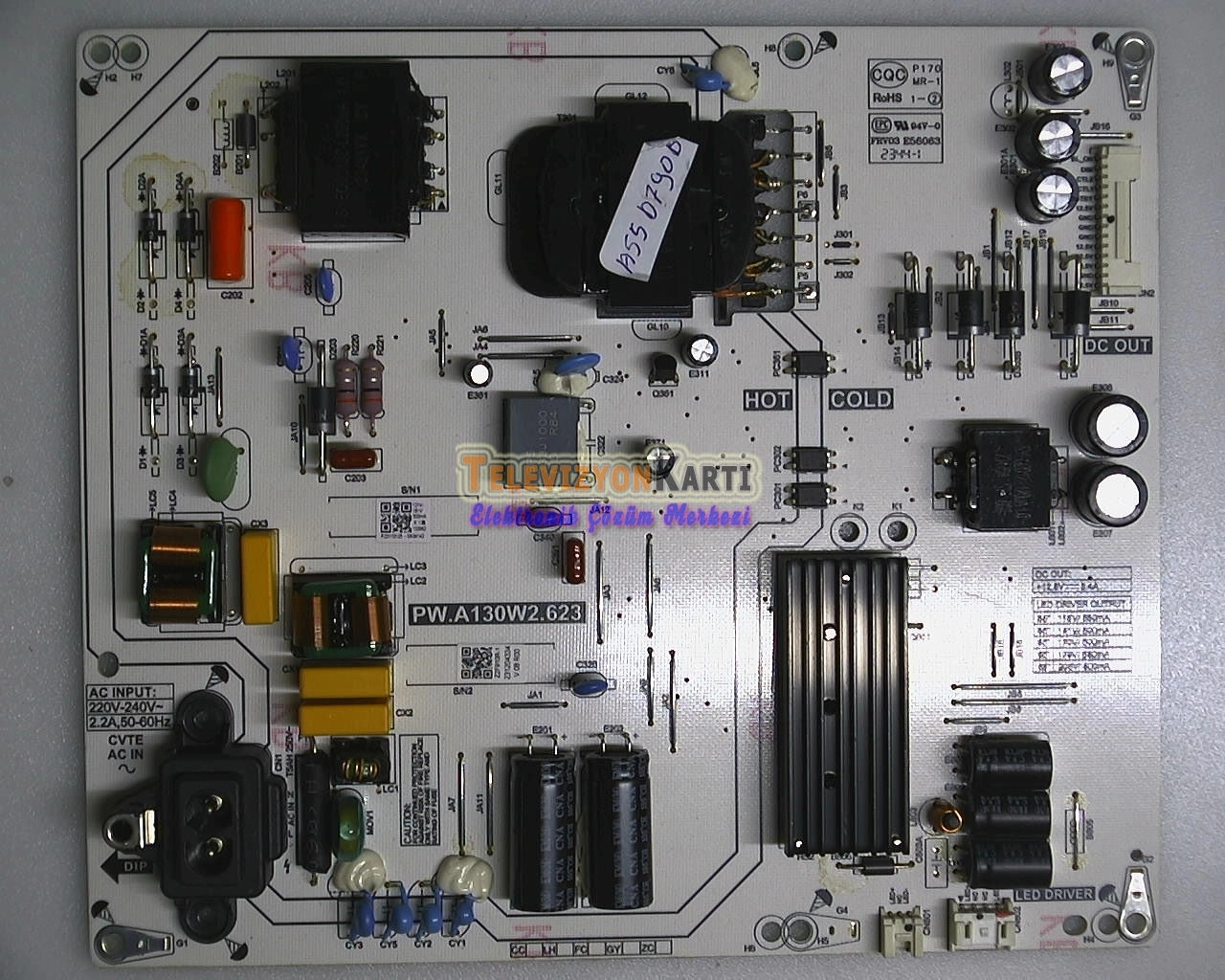 PW.A130W2.623,ARÇELİK A55 D 790 B,POWER BOARD - Televizyon Kartı