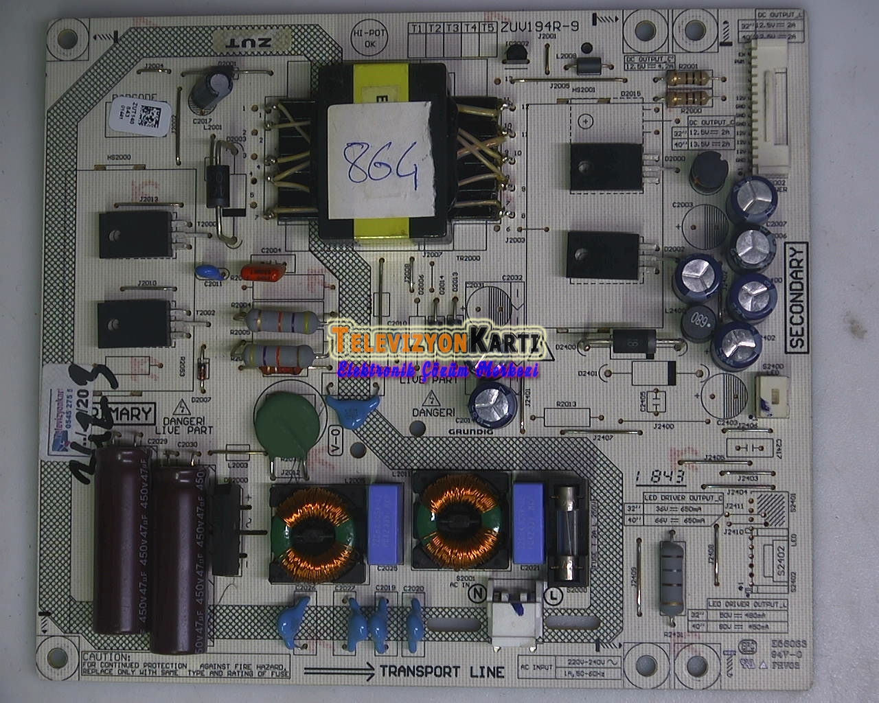 ZUV194R-9, ZWT140, Beko B40L 5745 4B, Power Board - Televizyon Kartı
